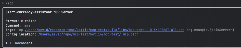MCP connection status