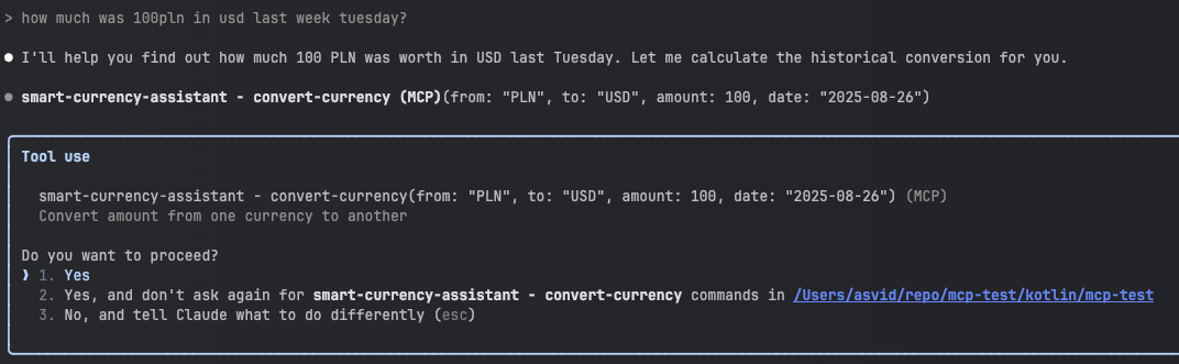 Claude asking permission to use MCP tool